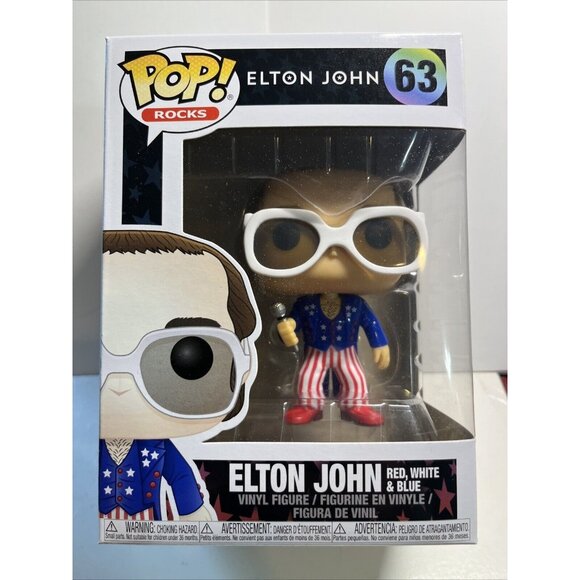 New! 2017 Funko Pop! Vinyl: Elton John - Red, White, & Blue #63 Vaulted Retired! - Picture 1 of 5